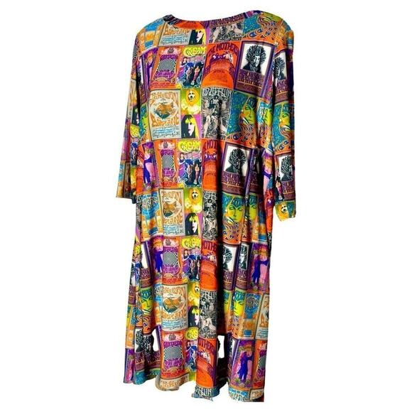 Postcard Women's Tunic Pop Art Hippie Woodstock 70’s Mid-length Dress Size Small - Picture 6 of 11